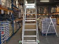 Magazijn- / kasteel-trap castiglia scala a met 9 treden, bordes, leuning en veiligheidsbalkje. - afbeelding 3 van  4