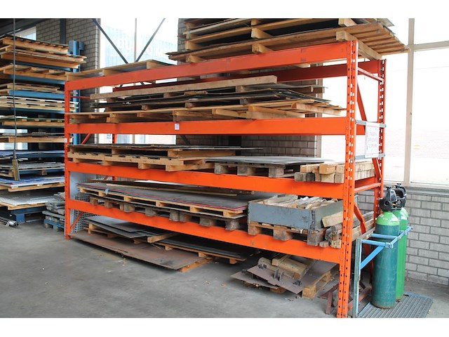 Magazijnstelling bestaande uit 2 staanders met afmeting 100 x 255 cm en 8 liggers met lengte 460 cm. let op... - afbeelding 1 van  2