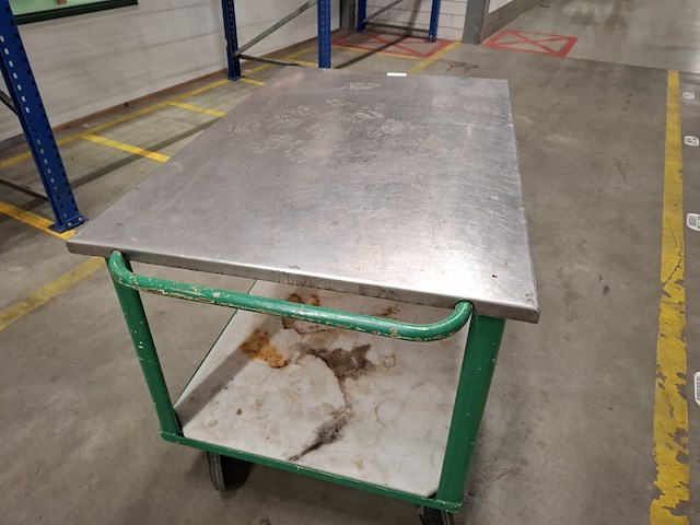 Magazijnwagen met los rvs blad - afbeelding 3 van  3