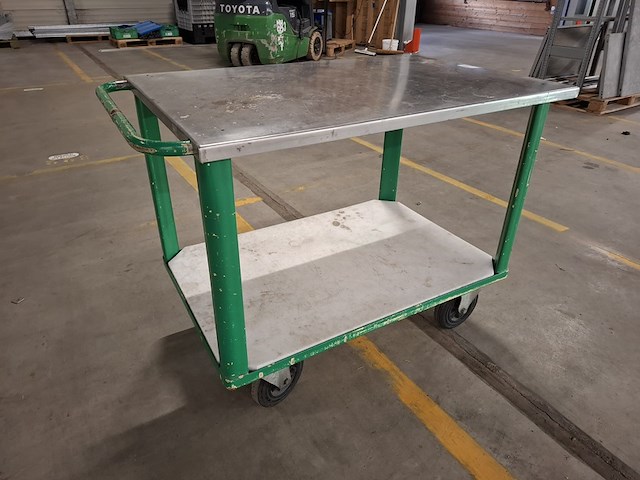Magazijnwagen met los rvs bovenblad - afbeelding 1 van  3