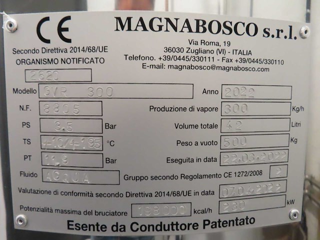 Magnabosco - 2022 - gvr 300 - stoomgenerator - afbeelding 3 van  8