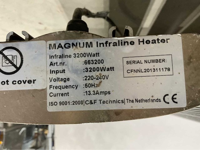 Magnum - infraline heater - heater 3200w 220v 13,3amp (4x) - afbeelding 6 van  6