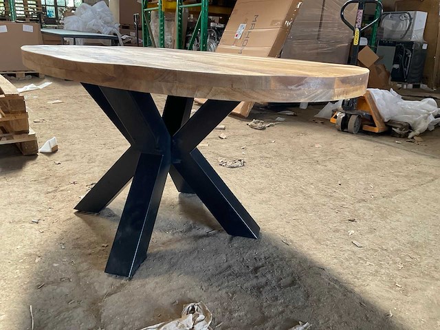 Mahom 180x100 3d poot mangohout eetkamertafel - afbeelding 2 van  6