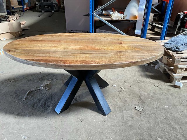 Mahom 180x100 3d poot mangohout eetkamertafel - afbeelding 3 van  6