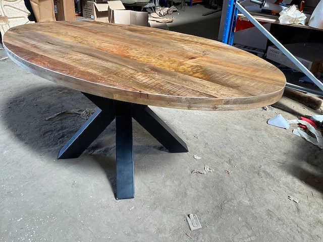 Mahom 180x100 3d poot mangohout eetkamertafel - afbeelding 4 van  6