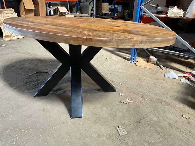 Mahom 180x100 3d poot mangohout eetkamertafel - afbeelding 5 van  6