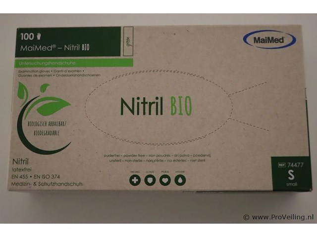 Maimed onderzoekshandschoenen nitril bio 74477 - maat s - afbeelding 3 van  6