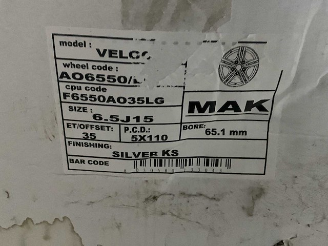 Mak veloce velg (4x) - afbeelding 3 van  5