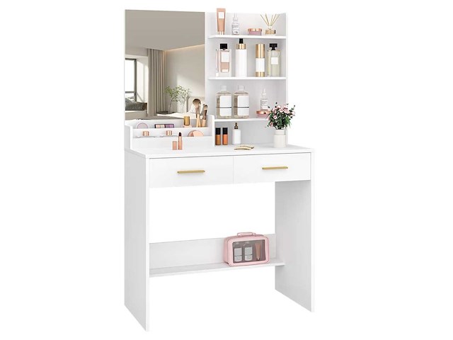 Make-up dressoir met spiegel hzuaneri, wit - afbeelding 1 van  3