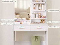 Make-up dressoir met spiegel hzuaneri, wit - afbeelding 2 van  3