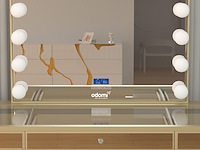 Make up tafel vonato, kaptafel met spiegel en kruk, hoogglans goud - afbeelding 2 van  12