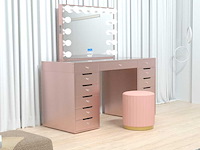 Make up tafel vonato, kaptafel met spiegel en kruk, roze - afbeelding 7 van  11