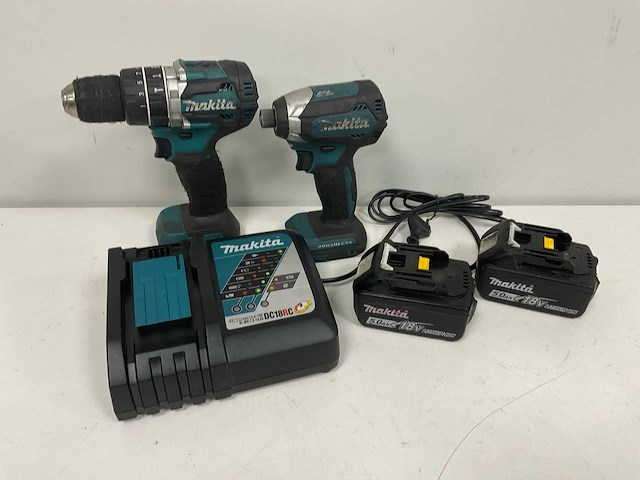 Makita 18v lxt combokit; klopboormachine & slagmoersleutel - afbeelding 1 van  9