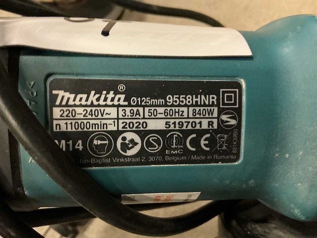 Makita 9558hnr haakse slijpmachine - afbeelding 3 van  4