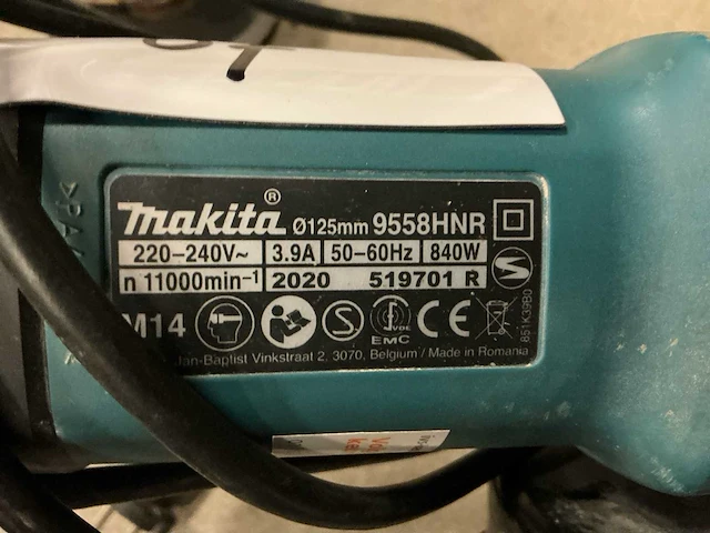 Makita 9558hnr haakse slijpmachine - afbeelding 3 van  4
