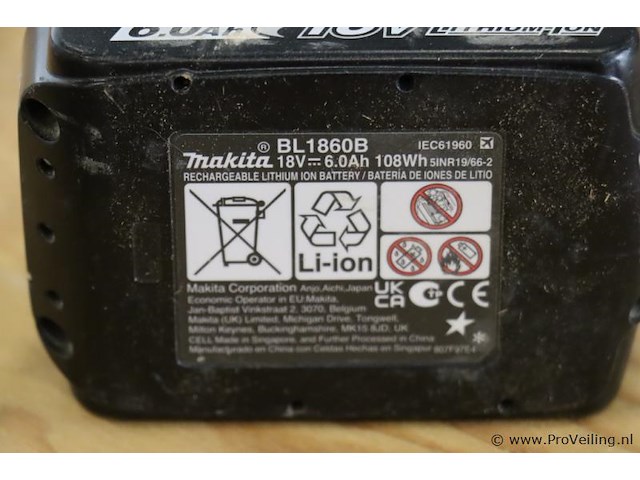 Makita bl1860b lithium-ion accu, 6.0ah, 18v - afbeelding 5 van  5
