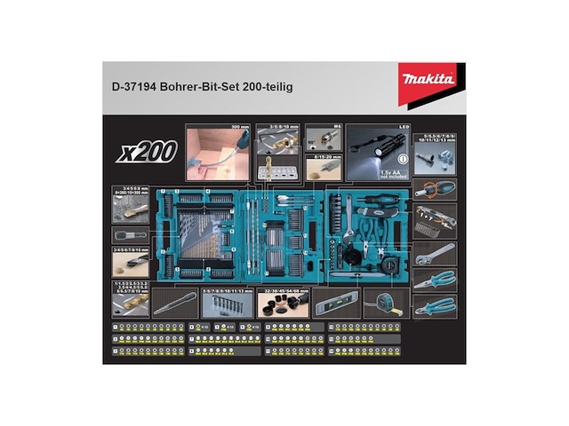 Makita d-37194 bitset 200-delige in koffer - afbeelding 4 van  6