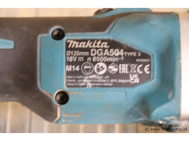 Makita lxt accu haakse slijper dga504, 18v - afbeelding 3 van  4