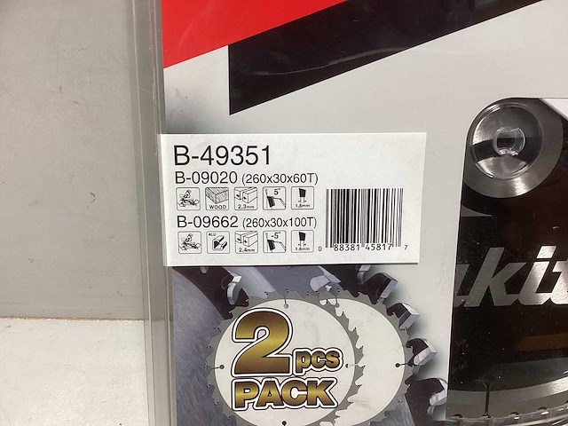 Makita zaagbladen 2 stuks (260x30x60t / 260x30x100t - afbeelding 2 van  2