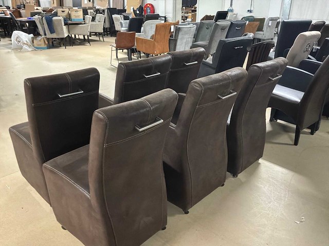 Malmo leren verrijdbare eetkamerstoel (6x) - afbeelding 3 van  15