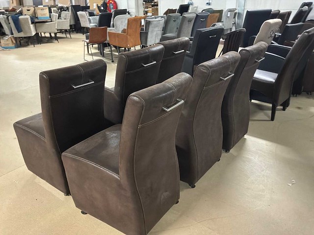 Malmo leren verrijdbare eetkamerstoel (6x) - afbeelding 4 van  15