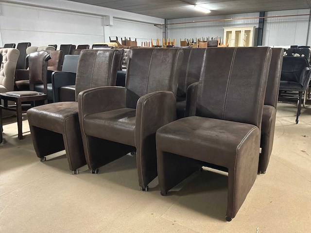 Malmo leren verrijdbare eetkamerstoel (6x) - afbeelding 1 van  15