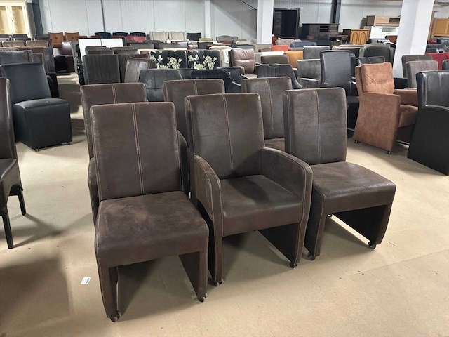 Malmo leren verrijdbare eetkamerstoel (6x) - afbeelding 11 van  15