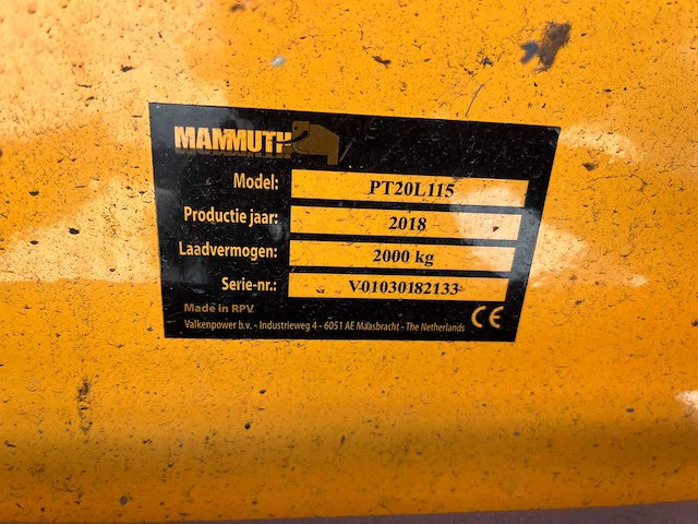 Mammuth - 2018 - pt20l115 - hand hydraulische palletwagen - afbeelding 6 van  6