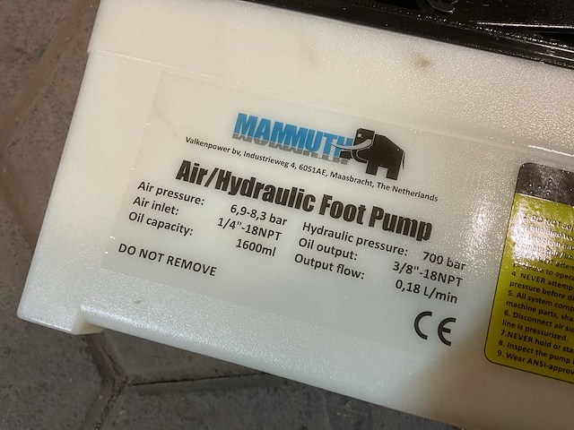 Mammuth air hydraulic foot pump - afbeelding 1 van  4