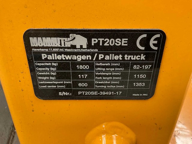 Mammuth pt20se elektrische palletwagen - afbeelding 5 van  5