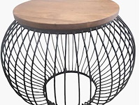 Mango houten bijzet/salontafel met draadstaal, bruin/zwart - afbeelding 1 van  2