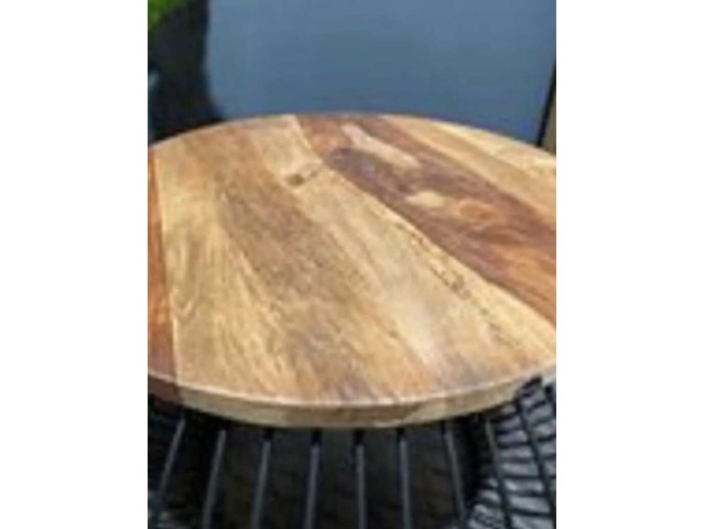 Mango houten bijzet/salontafel met draadstaal, bruin/zwart - afbeelding 2 van  2