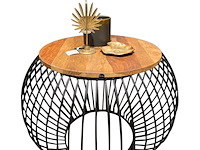 Mango houten salontafel met draadstaal, zwart/bruin - afbeelding 2 van  2