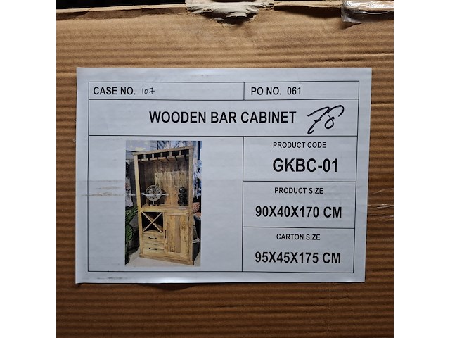 Mangohout bar kast, 2025 - afbeelding 2 van  3