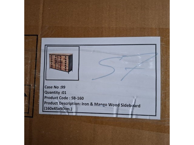 Mangohout dressoir met deuren (lade look), mango, 2025 - afbeelding 3 van  4