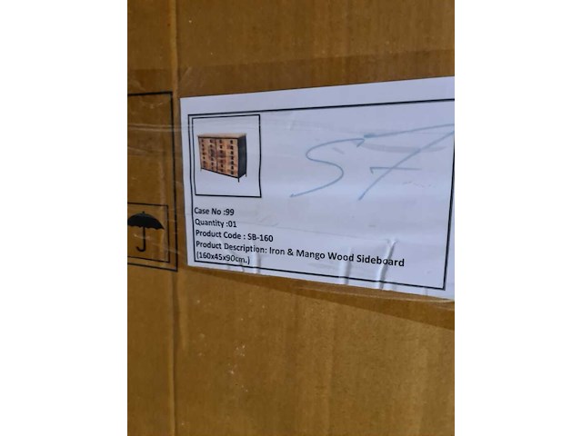 Mangohout dressoir met deuren (lade look), mango, 2025 - afbeelding 2 van  4