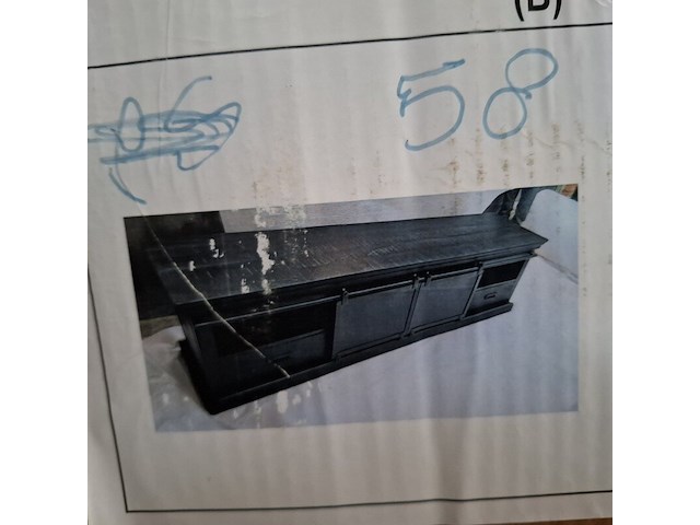 Mangohout tv meubel black line, black, 2025 - afbeelding 1 van  4