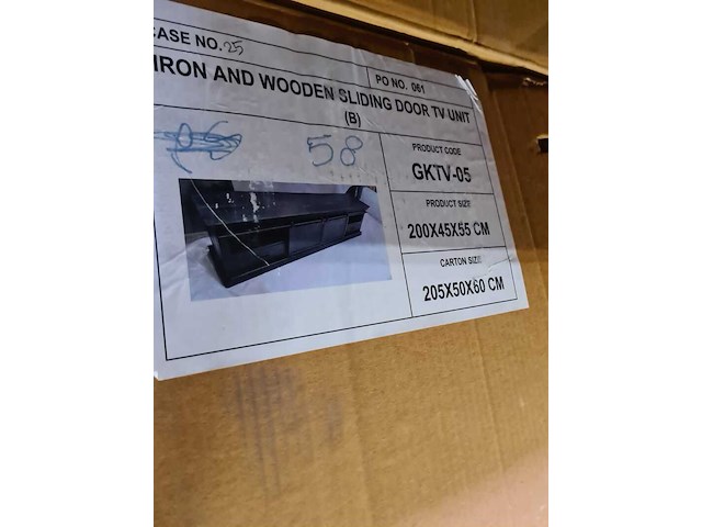 Mangohout tv meubel black line, black, 2025 - afbeelding 2 van  4