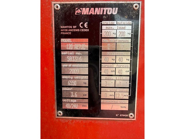 Manitou - 2009 - 120 aetj - knikarm hoogwerker - afbeelding 9 van  21