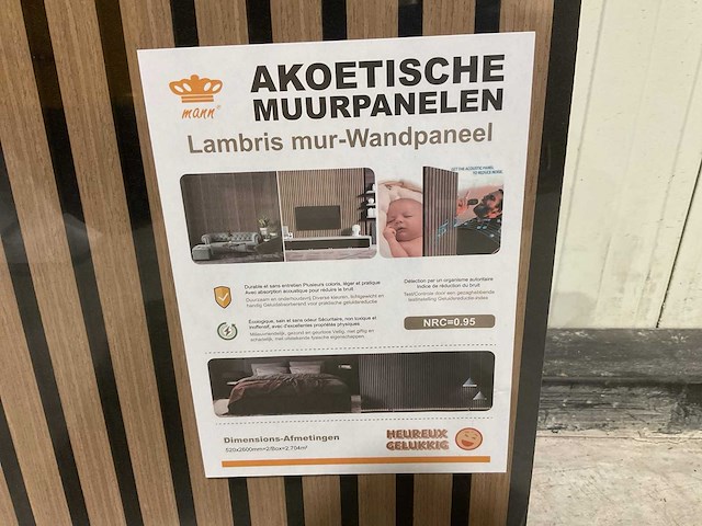 Mann black walnut 309 2600x520x18 wandpaneel 4 dozen 8 platen - afbeelding 2 van  2