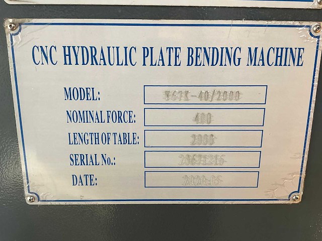 Mantech - w67k-40/200 - cnc press brake - 2020 - afbeelding 7 van  15