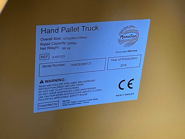 Manutan hydraulische handpalletwagen 2018 - afbeelding 5 van  5