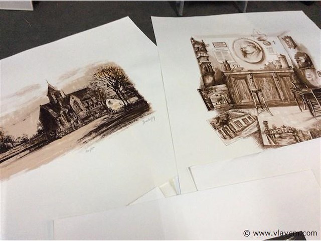 Map herinnering aan mariakerke met litho's getekend - afbeelding 6 van  7