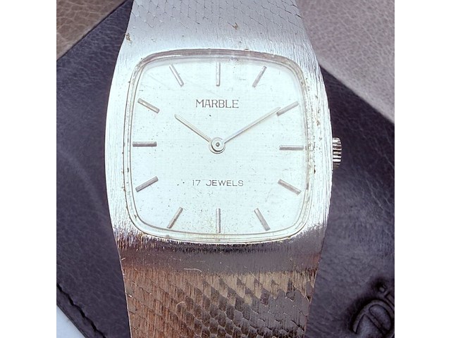 Marble 17 jewels vintage mechanisch horloge - afbeelding 1 van  7