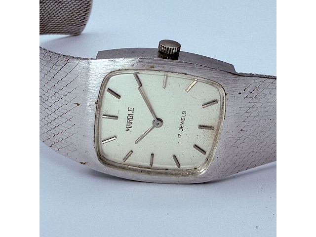 Marble 17 jewels vintage mechanisch horloge - afbeelding 4 van  7