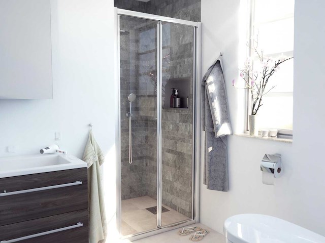 Marenza fold vouwdeur 90x190cm chroom easy clean antikalk sw8416 - afbeelding 1 van  5