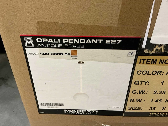 Maretti opali pendant e27 antique brass - afbeelding 2 van  4