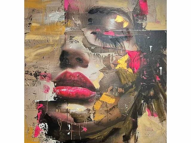 Maria strabel - acryl/mixed media op doek - 100 x 100 - afbeelding 1 van  4