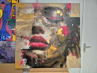 Maria strabel - acryl/mixed media op doek - 100 x 100 - afbeelding 2 van  4