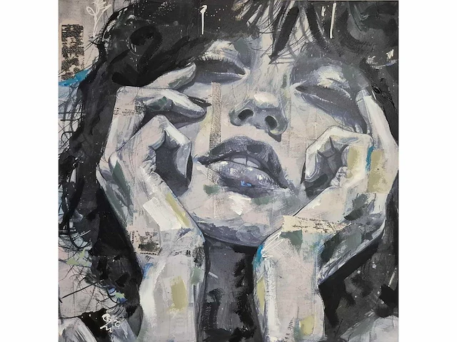 Maria strabel - acryl/mixed media op doek - 120 x 120 - afbeelding 1 van  3